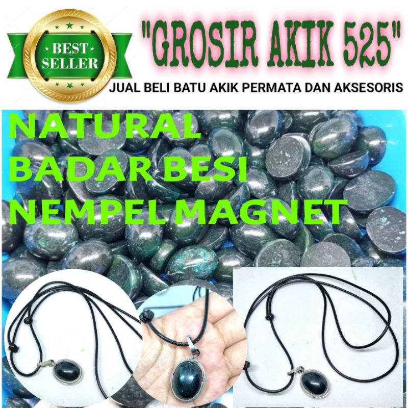 kalung badar besi nempel magnet / kalung liontin badar besi hitam hijau