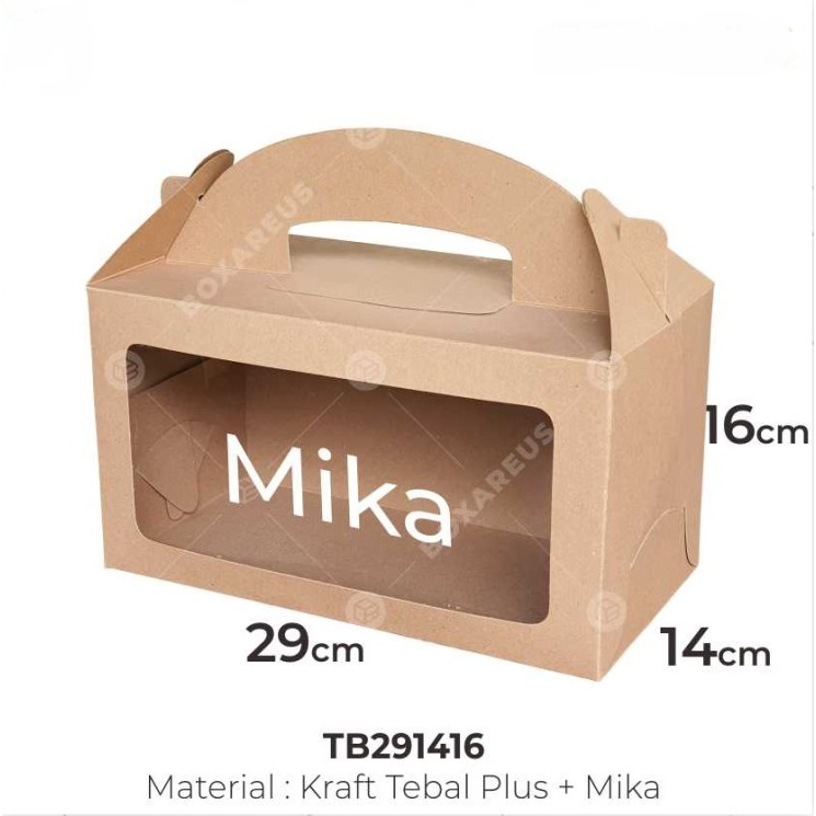 

Gable Box Toples Handle Bahan Kraft / Dus Packaging Multipurpose Snack Souvenir / Gift Box TB291416 B