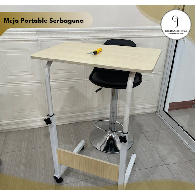Meja Laptop Portable Ber-roda Meja Belajar Minimalis Meja Lipat Tinggi