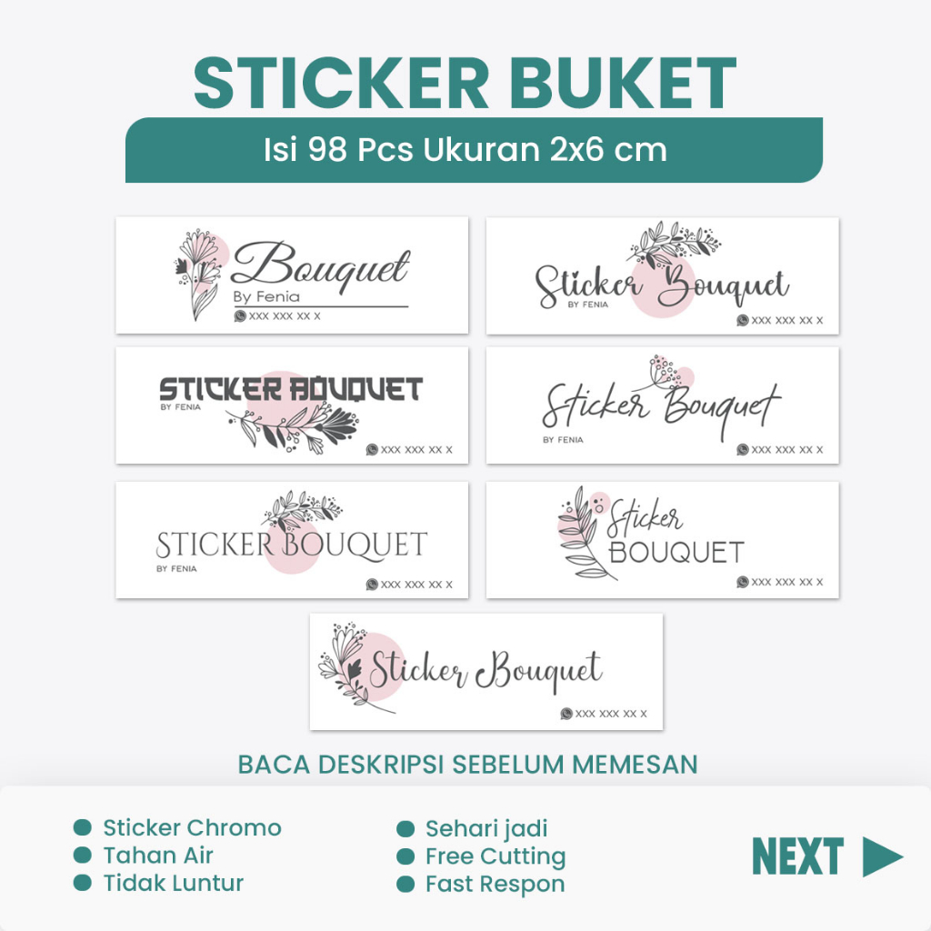 

Isi 100 Pcs Stiker Buket Custom - Sticker Bouquet | SB 5