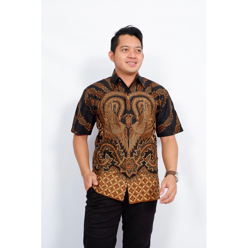 Kemeja Batik Lengan Pendek Motif Burung Hantu