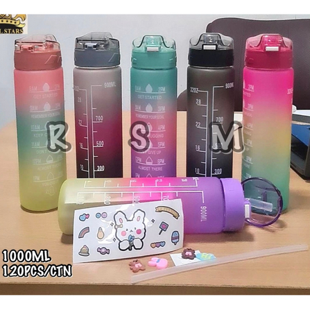 Botol Minum Korea NEW Gradasi Viral Motivasi Thumbler Tumbler 1 liter TAKASIMURA STORE