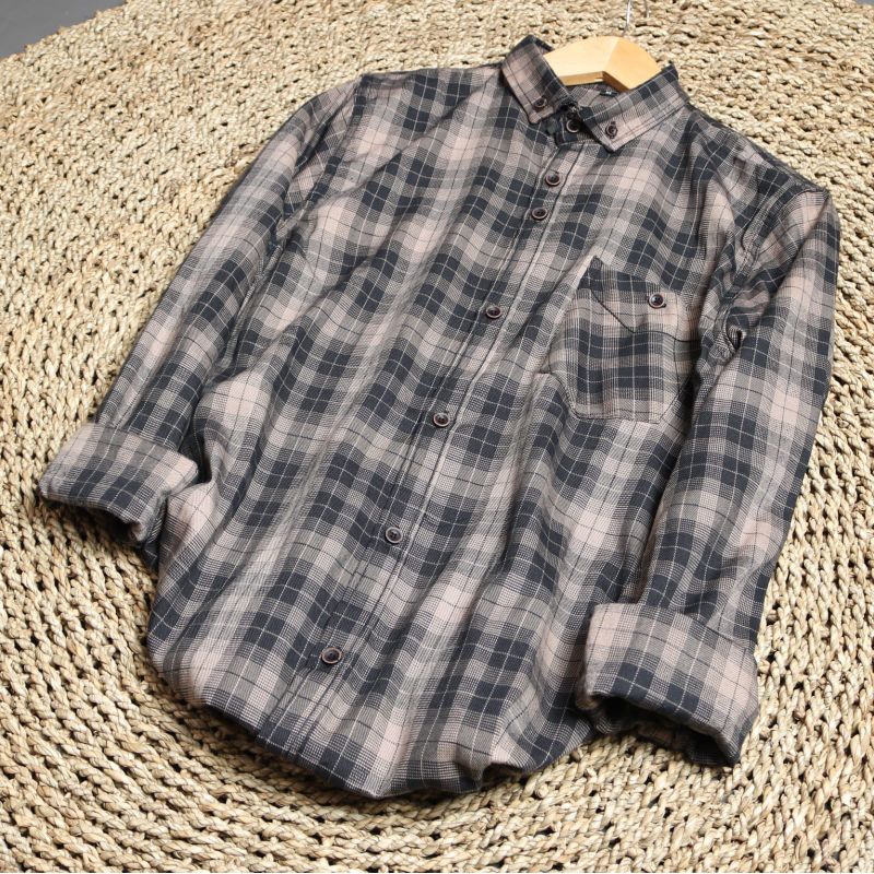 KEMEJA FLANEL LENGAN PANJANG HEM PRIA WANITA F143