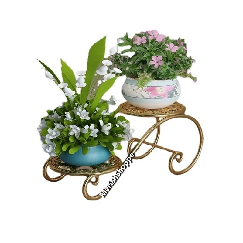 rak pot bunga 2 3 susun rangka besi tanaman pot hias vas bunga standing rack Medan meriah meriahshop