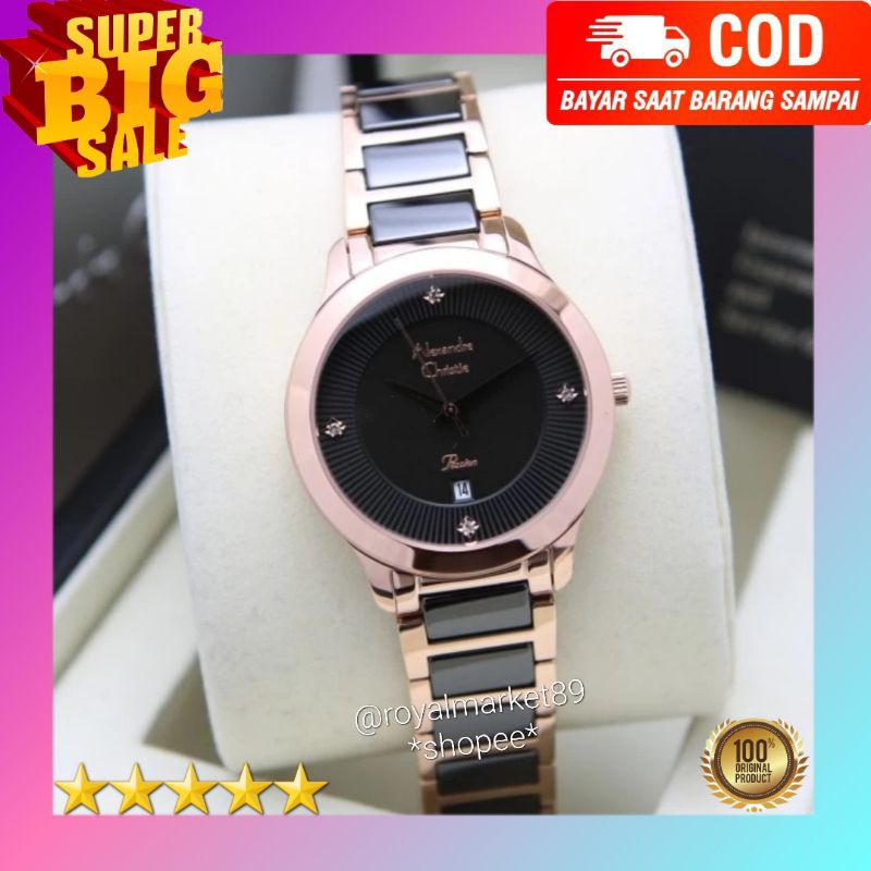 [PILIHAN WARNA LAIN GESER FOTONYA] ORI JAM TANGAN WANITA ALEXANDRE CHRISTIE ANALOG KERAMIK STRAP ARL