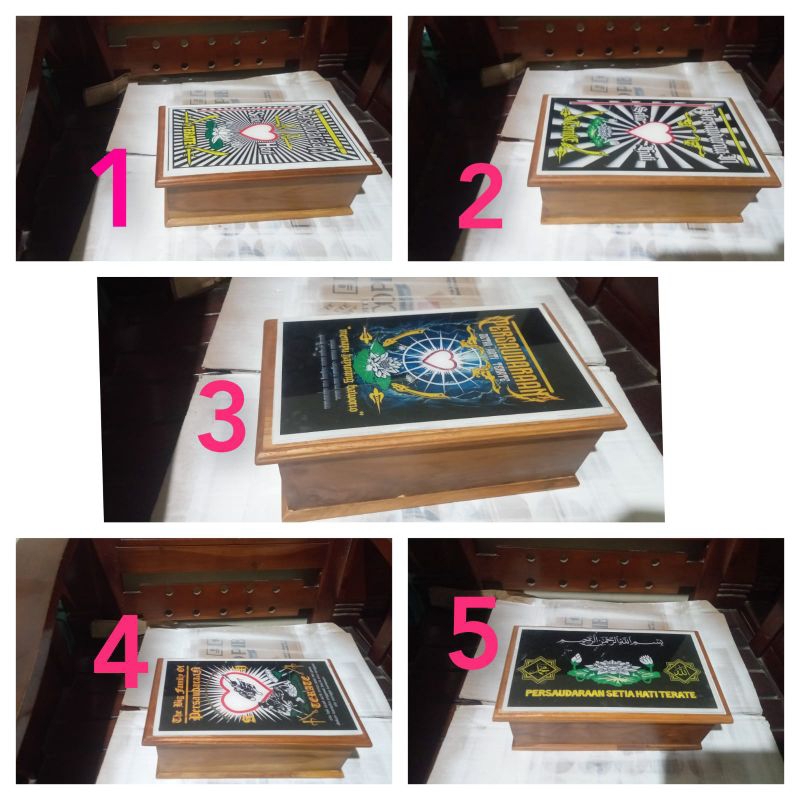 Kotak mori motif lambang psht akrelik-KOTAK MORI JATI PSHT-Kotak mori PSHT style tendangan-Kotak mor