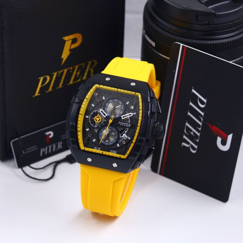 COD JAM TANGAN PITER ORIGINAL PRIA ANALOG CRONO AKTIF FREE BOX KARTU GARANSI