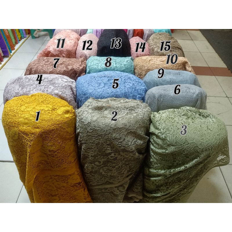 kain brukat meteran / bahan kebaya brukat murah / lace brukat