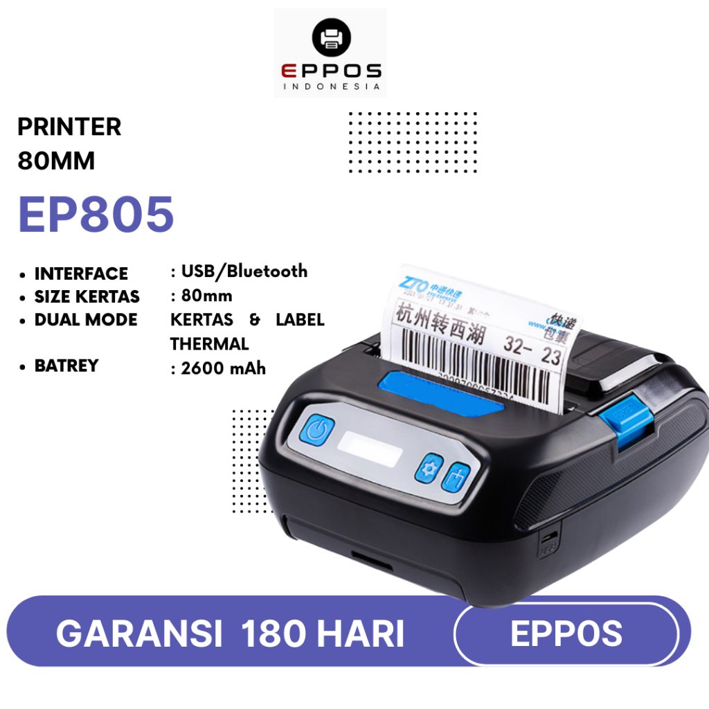 Printer Barcode Thermal 80mm Bluetooth EPPOS EP805