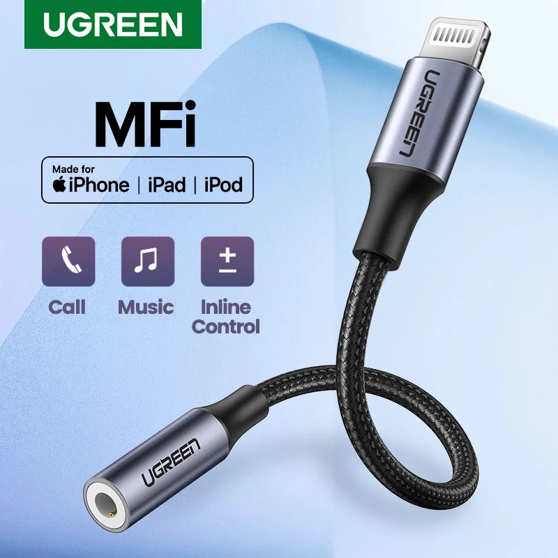 Ugreen splitter IPhone Mfi Lightning to jack 3,5mm earphone converter 30756