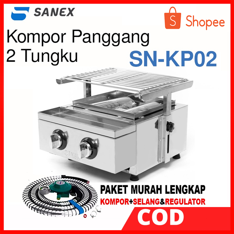 KOMPOR GAS PANGGANG SOSIS 2 TUNGKU MURAH / KOMPOR BAKARAN / PEMANGGANG 2 TUNGKU PLUS SELANG REGULATO