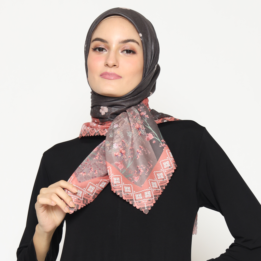 CLASSIC PINK - Diiva Scarf Voal Motif Print Premium Jilbab Hijab Kerudung Segiempat