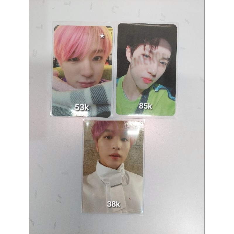 Photocard PC Jeno selimut glitch mode, Renjun empathy dream ver silau neon, Haechan selca season gre
