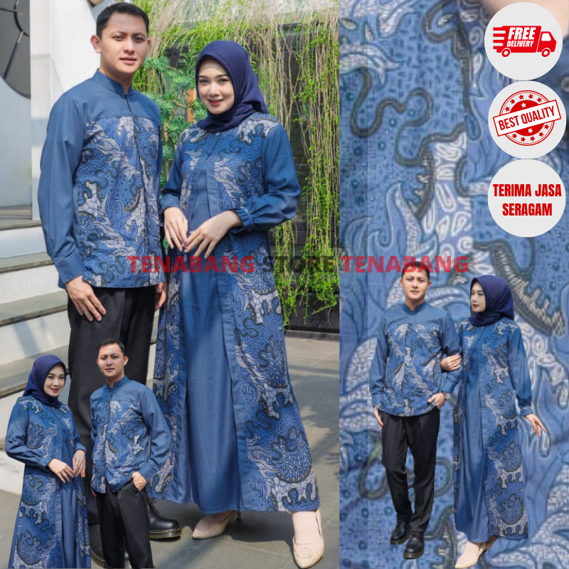 Haiva Gamis Drees Muslim Couple Kemeja Mix Batik Premium Pakaian Kondangan Baju Pasangan Bisa Seraga