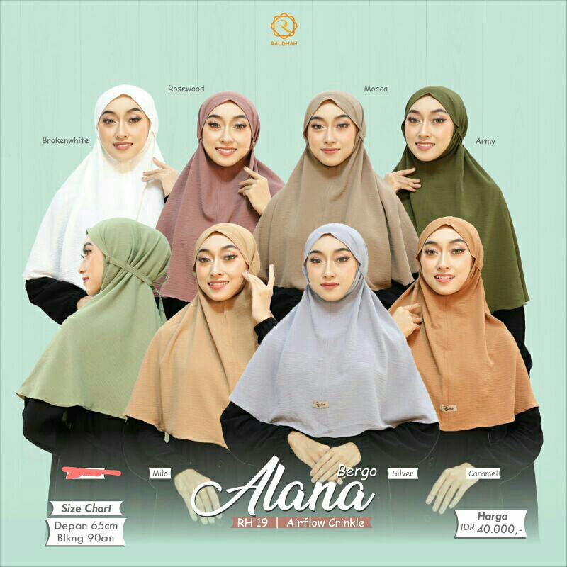 JILBAB INSTAN BERGO CRINKLE PREMIUM ALANA ORI DARI RAUDHAH
