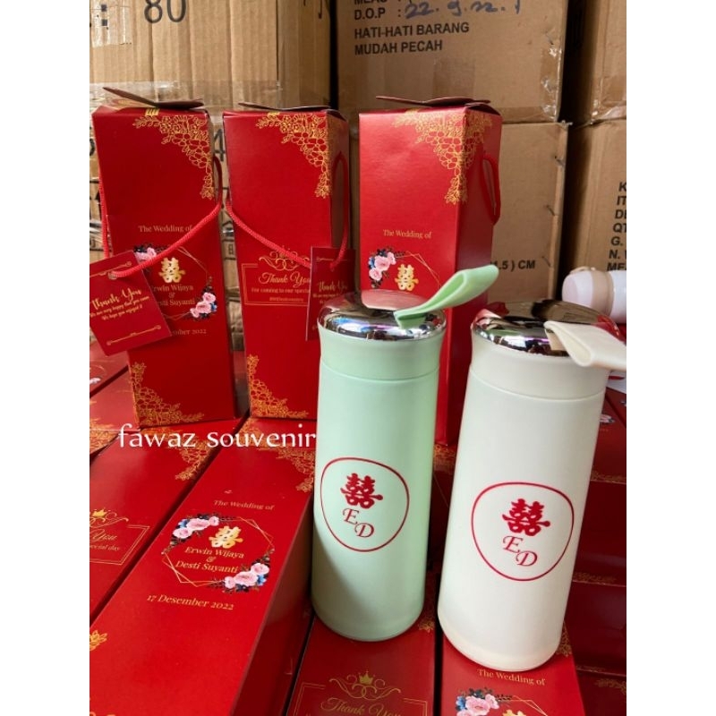 souvenir pernikahan Tumbler sablon custom Tumbler nice plus cetak sablon custom box