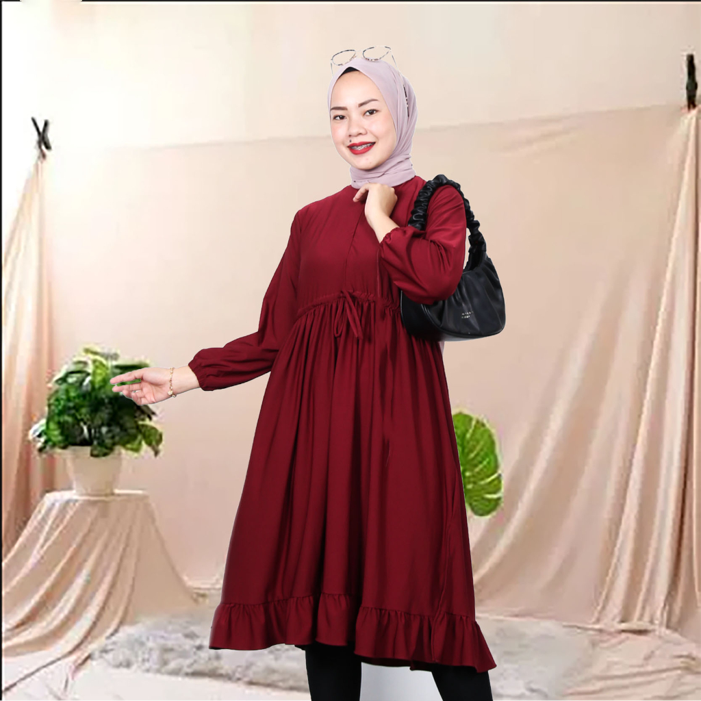 Grosir- Alina Tunik Busui Friendly/tunik wanita/tunik jersey/tunik rupel