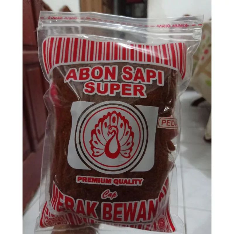 

Abon Sapi Asli Cap Merak Bewangi 250gr Pedas Premium