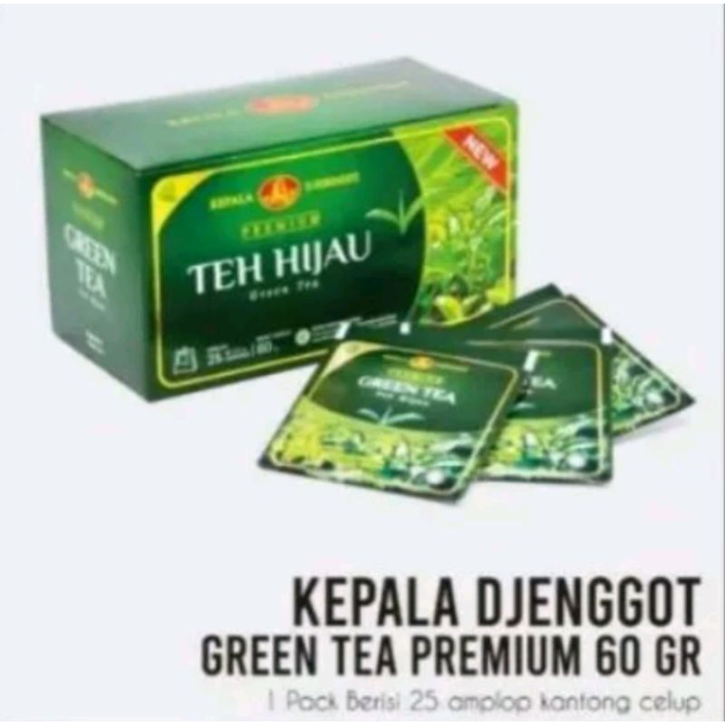 TEH HIJAU KEPALA DJENGGOT PREMIUM GREEN TEA ISI 25 KANTONG / TEH DIET