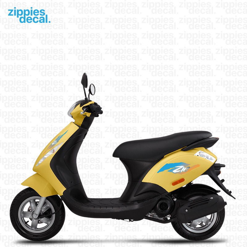 Decal Sticker Piaggio Zip Vintage Base Transparan (Blue & Orange) V1