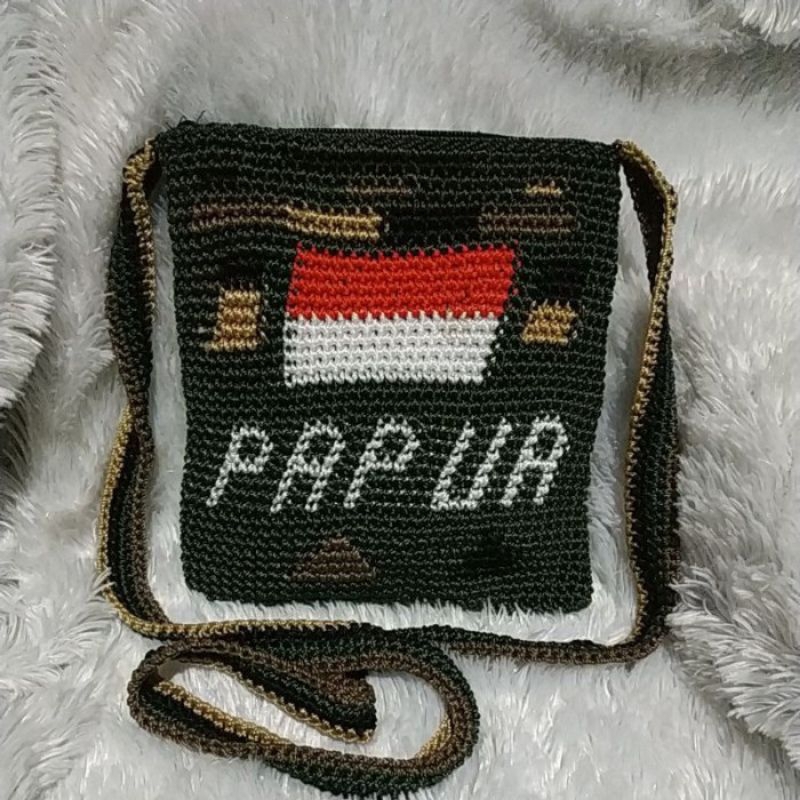 TAS DORENG PAPUA HITAM / TAS RAJUT PAPUA / TAS ABRI PAPUA / TAS NOKEN PAPUA / NOKEN PAPUA