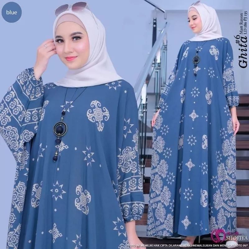 Kaftan Ghita Biru - Kaftan Jumbo - Daster Jumbo