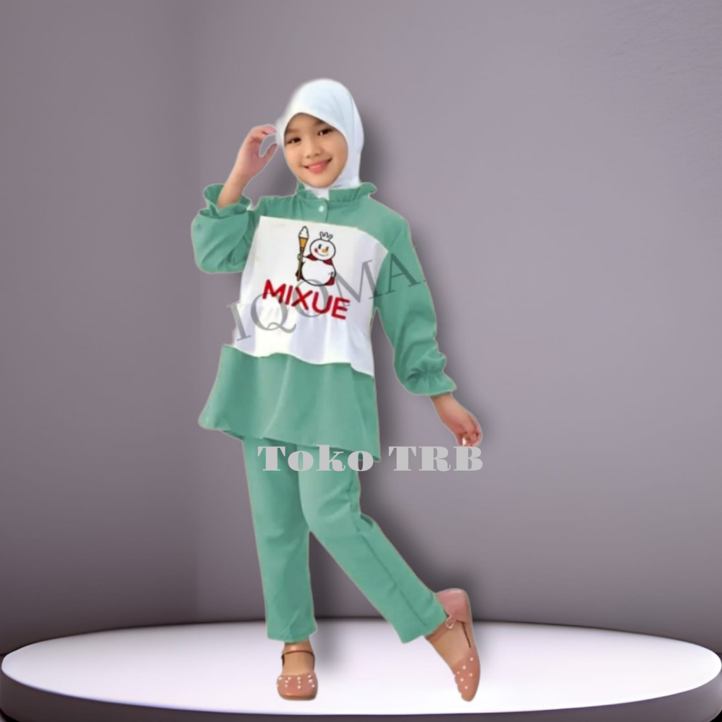 Stelan Baju Mixue Anak Perempuan 3-12 tahun Baju Anak Cewek Viral