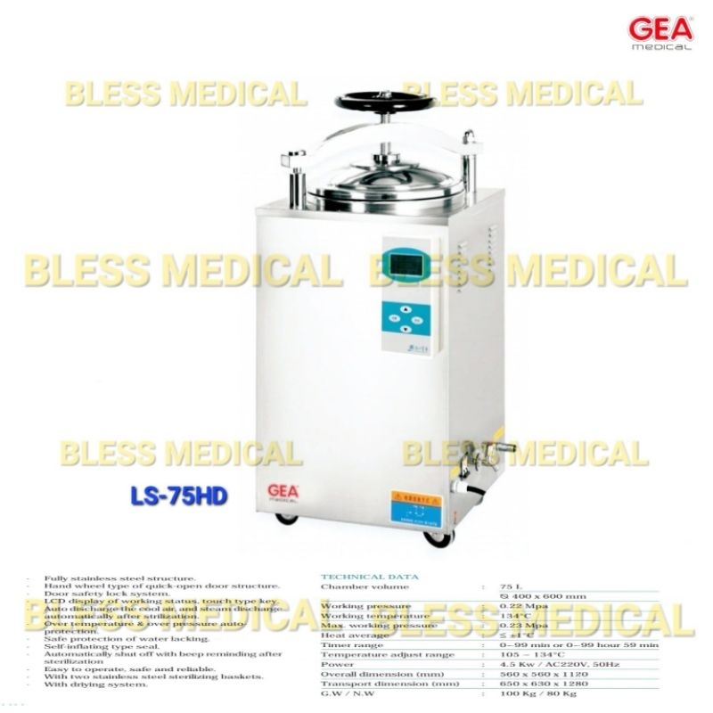 Autoclave 75 lt Liter GEA LS 75 HD LS75HD LCD