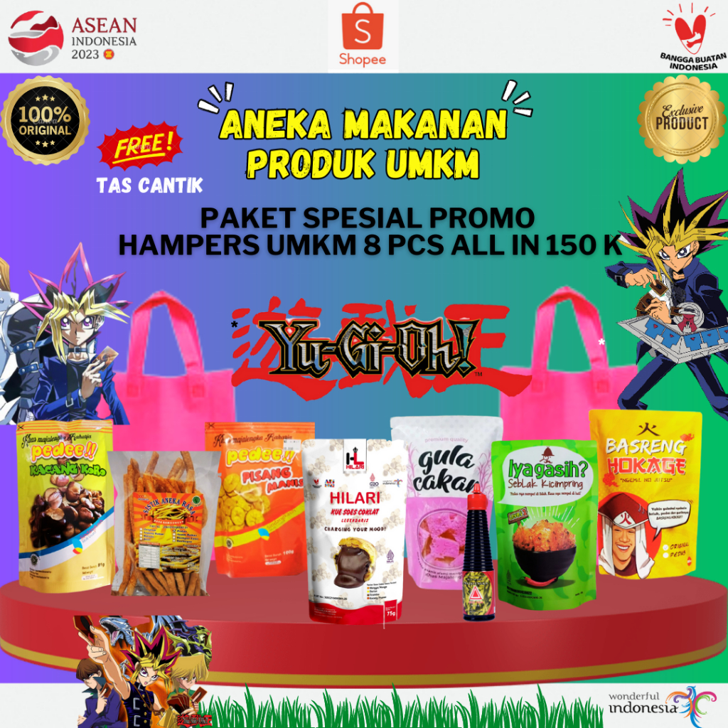 

PAKET 13 MAKANAN SPESIAL PROMO HAMPERS UMKM ALL IN 150 K FREE TAS CANTIK