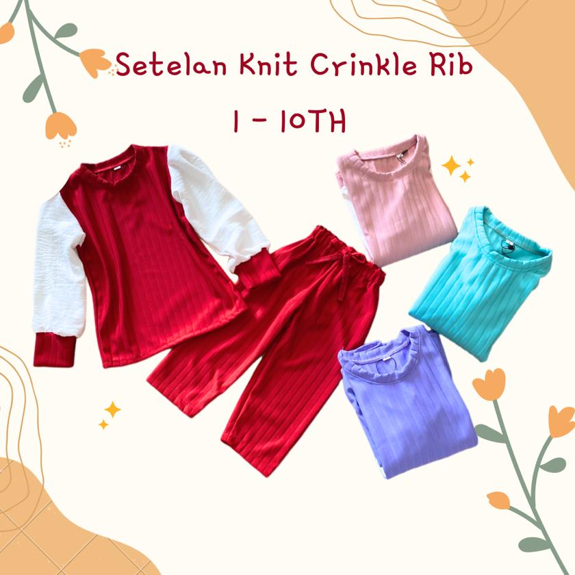 Setelan Anak Perempuan 1-10 Tahun, Set Anak Perempuan, Set Knit Cringkle