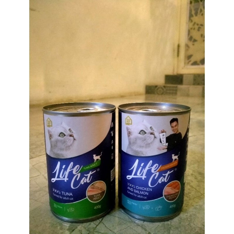 life cat kaleng adult 400gr rasa tuna dan  chiken salmon