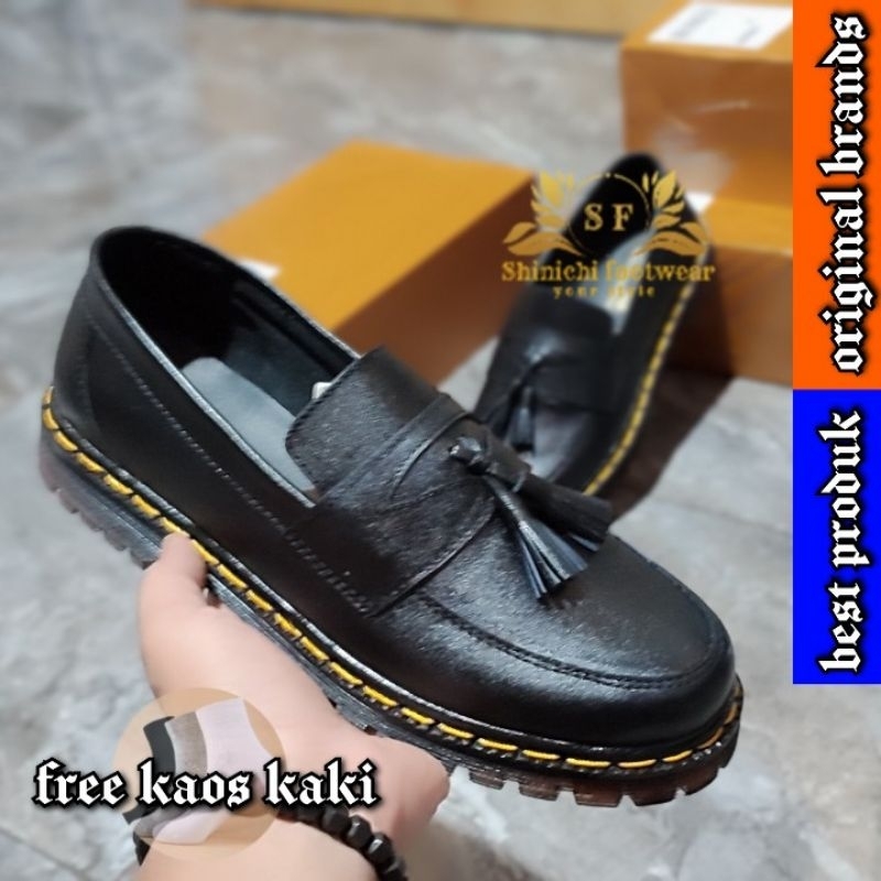 Sepatu Loafer Pantofel Pria Docmart dr.martin Chopper Sinz Penny Slip on Casual Formal Hitam Origina
