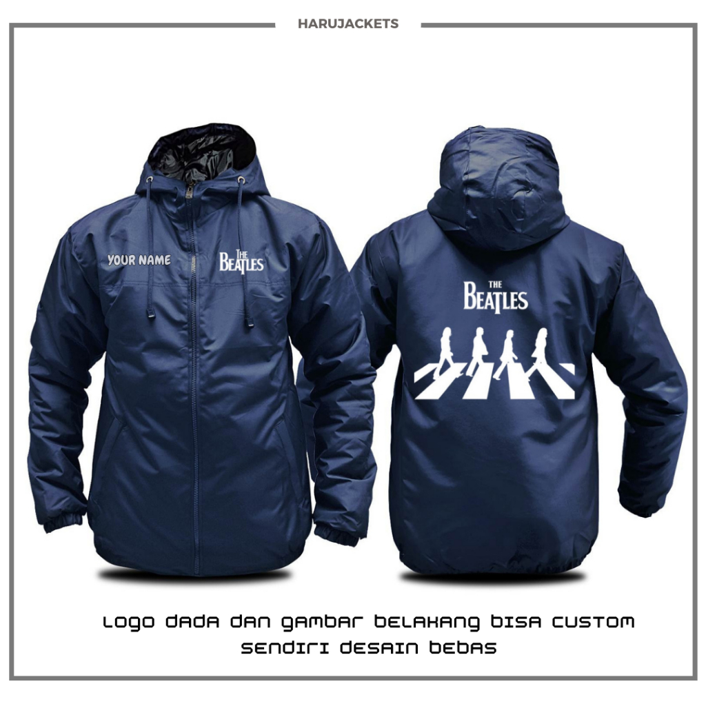 Custom Jaket The Beatles /Hoodie Jaket Parasut The Beatles / Jaket Custom Satuan