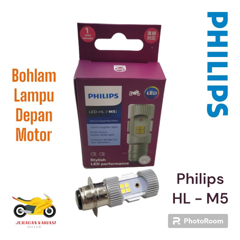 Lampu bohlam motor depan philips HL - M5 ultinon essential Led 6500K
