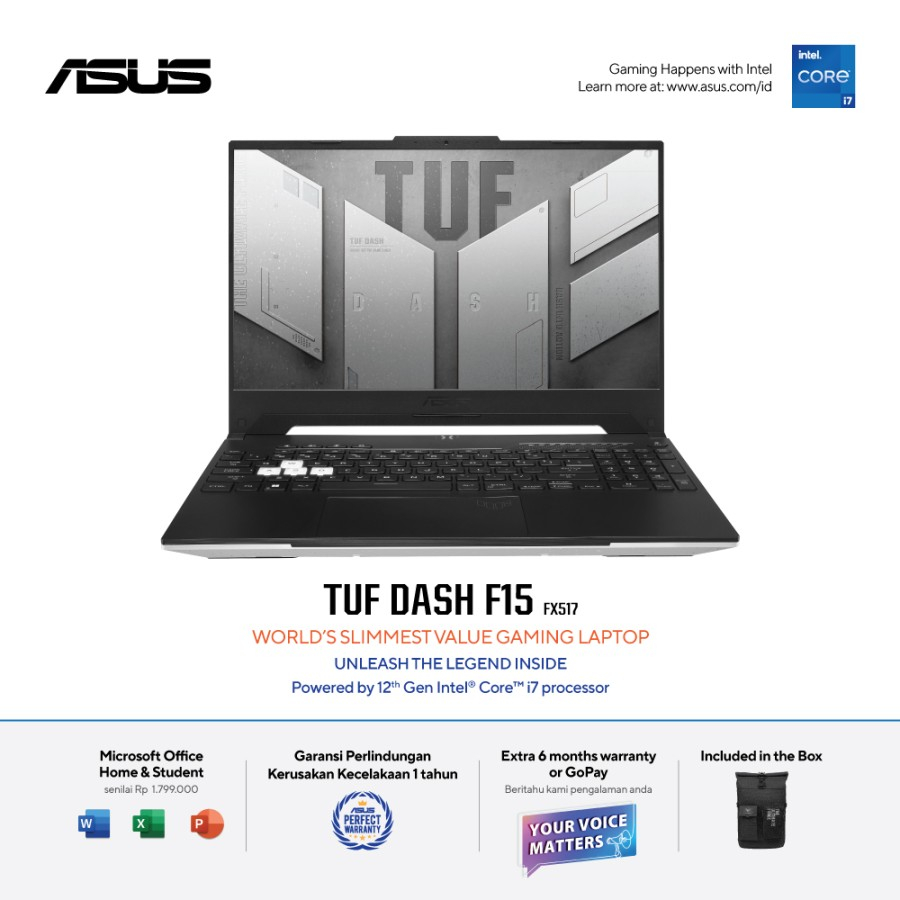 ASUS TUF Dash F15 FX517ZC-I735B8T-O i7 12650H 8GB 1TB SSD RTX3050