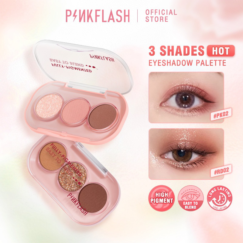 PINKFLASH 3 PAN EYESHADOW - PINKFLASH EYESHADOW ISI 3 WARNA