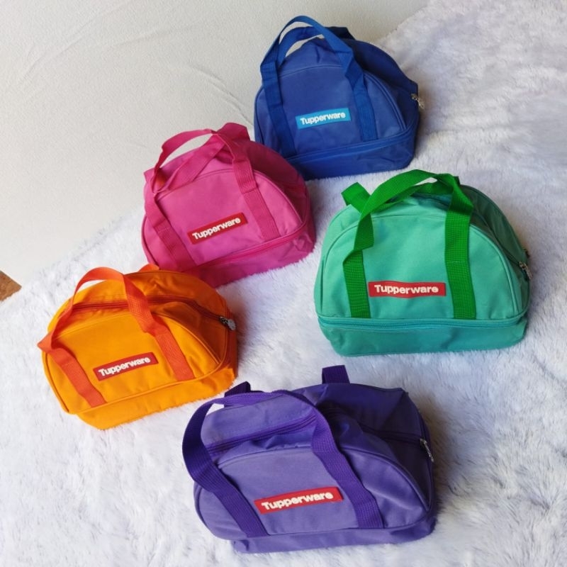 Tas bekal CNC Double Bag Motif polos ( Zipper bunga es )