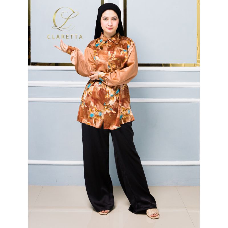 Atasan Kemeja Wanita Zenata Coklat Bata