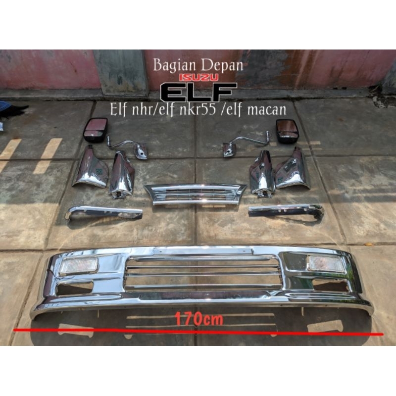 aksesoris cabin depan set bemper 170×34 cm elf nhr isuzu elf nhr elf nkr55  elf macan
