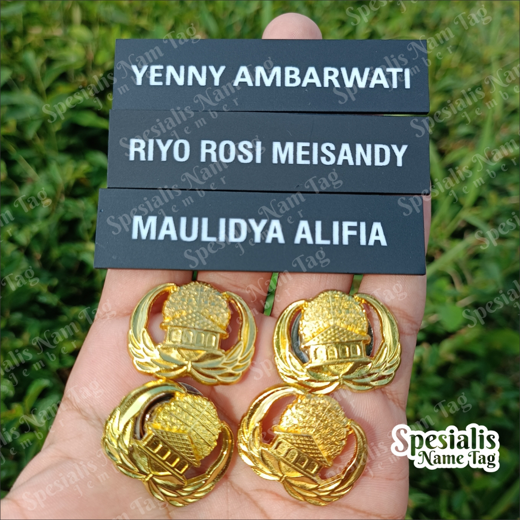 

PAKET HEMAT Name Tag Doff Grafir dan Pin Korpri Import Nama Dada Papan Nama Name Tag ASN Name Tag Abdi Negara