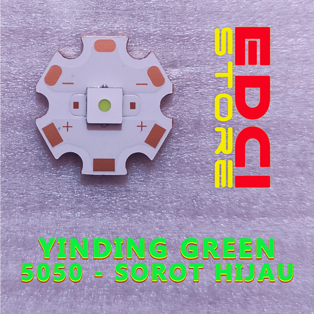 LED Yinding Green 5050, 3V 20W, Thrower Sorot Hijau