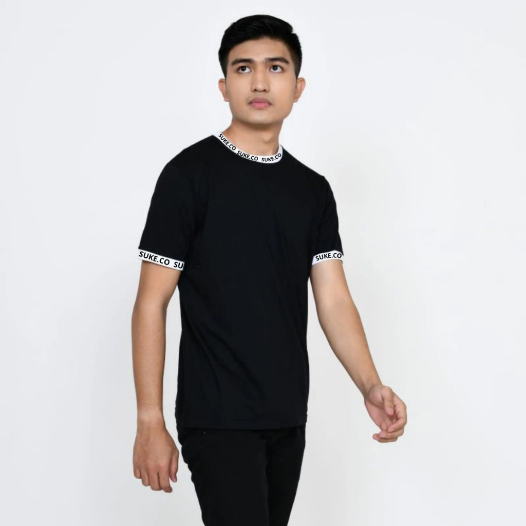 Kaos Distro Polos Ringer Tee Suke Collection | Atasan Pria Lengan Pendek | Baju Kaos Cotton