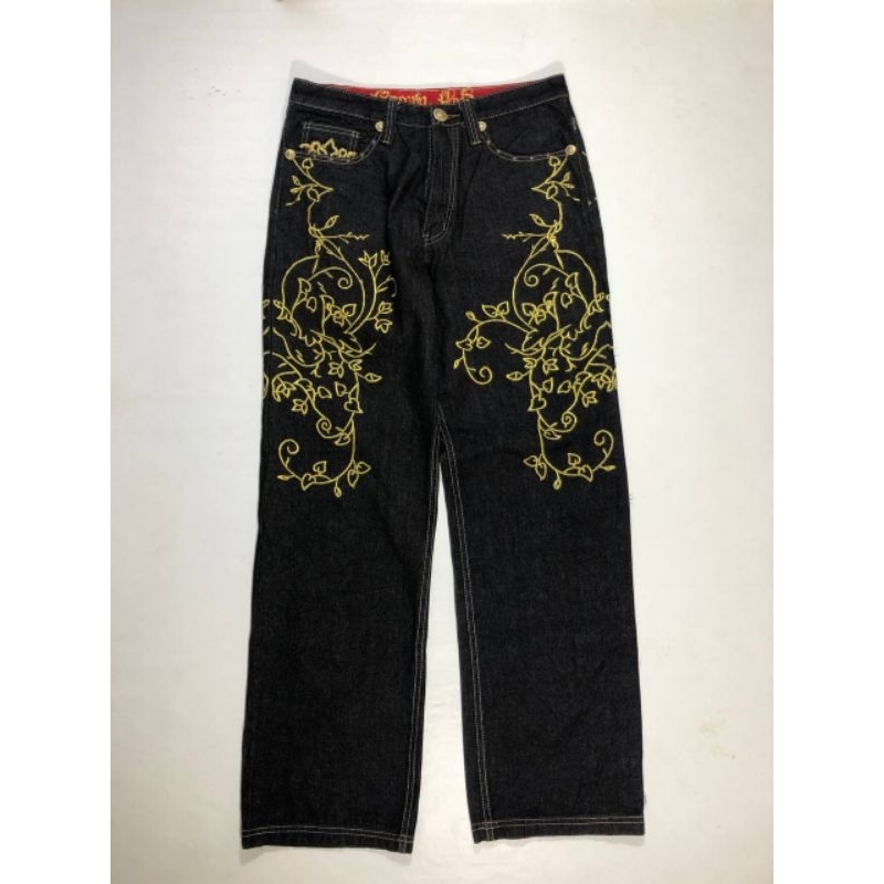 crown holder embroidered jeans not sukajan karakuri