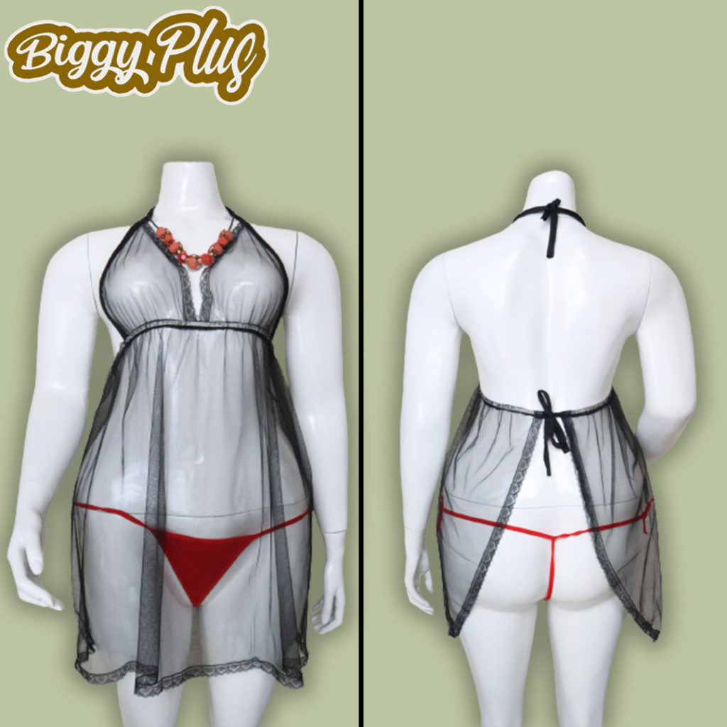 BIGGYPLUS - Lingerie Wanita Bigsize 3XL 4XL 5XL 6XL 7XL Gaun Baju Dinas Malam Jumbo Putih Pink Hitam