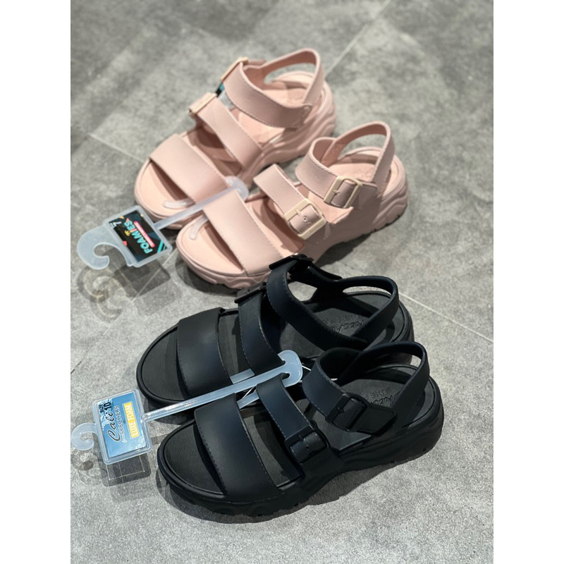Ori Sale Sepatu sandal skechers D’lites 2.0 FOAMIES Hitam Pink 111061/BBK