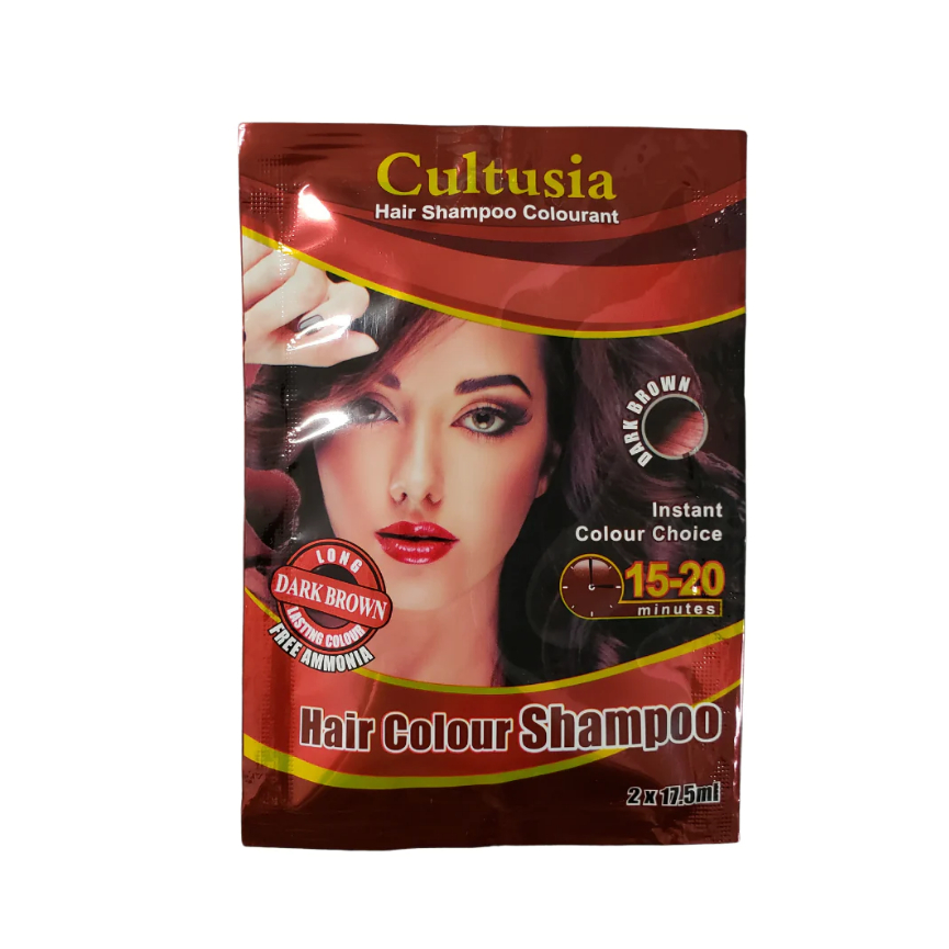 CULTUSIA DARK BROWN HAIR COLOUR SHAMPOO SACHET BPOM - CULTUSIA SHAMPO WARNA COKLAT
