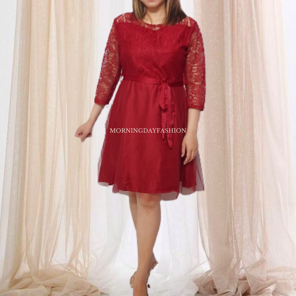 DRESS PESTA KONDANGAN / DRESS BRUKAT MIDI / GAUN MARTA / GAUN KONDANGAN WANITA DEWASA