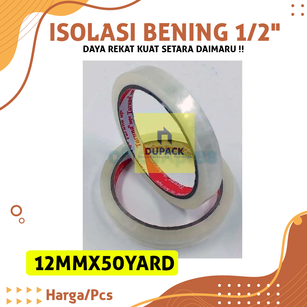 

Isolasi Lakban Bening Kecil 1/2 Inch x 50 Yard Berkualitas