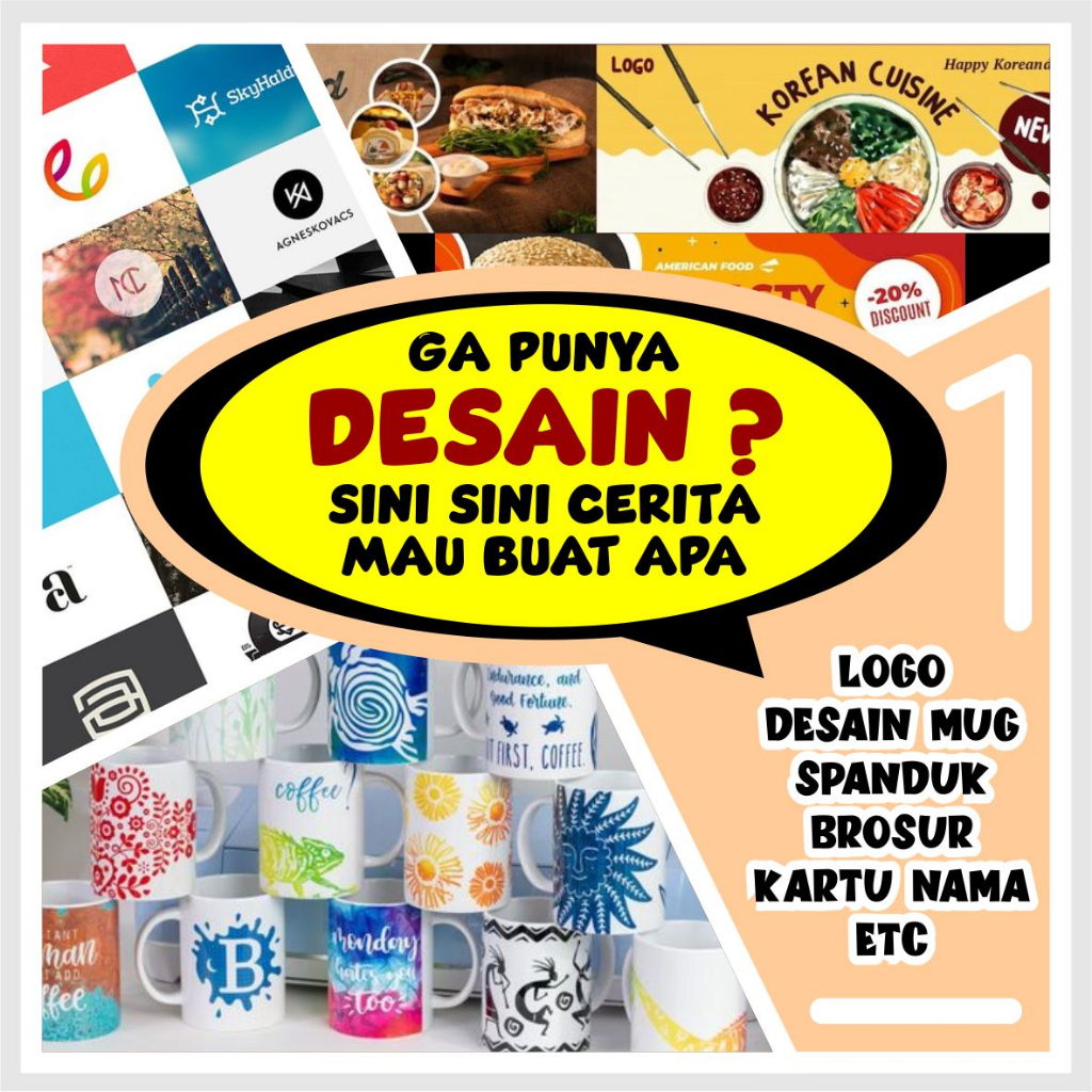 JASA DESAIN GRAFIS, DESAIN LOGO, BANNER, SPANDUK, BROSUR, MUG, DLL