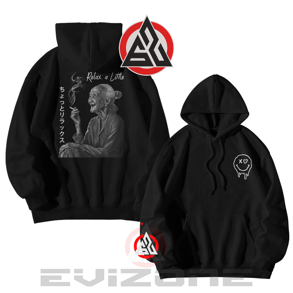Evizone Hoodie  RELAX A LITTLE Distro  Sweater Unisex Pria Wanita Cotton Place Premium Gambar Kekini